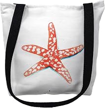 Betsydrake TY091G 18 x 18 in. Coral Starfish Tote Bag - Large Black