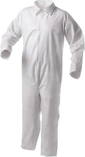 KLEENGUARD A35 Disposable Coveralls (38918), Liquid and Particle Protection, Zip Front, Open Wrists & Ankles, White, Large, 25 Garments / Case