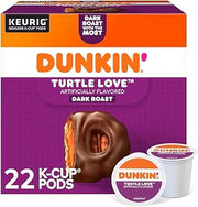 Dunkin' Turtle Love Dark Roast K-Cup Pods, 22 Count, Caramel Pecan Chocolate Flavor, Caffeinated, Kosher