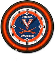 Holland Bar Stool Clk19BKVrgnia NCAA 19 in. Dia. University of Virginia Double Neon Wall Clock Black