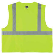 GloWear 8225Z ANSI High Visibility Lime Solid Reflective Safety Vest by Ergodyne – Small-Medium, Polyester, Zippered Lime, Model 21163