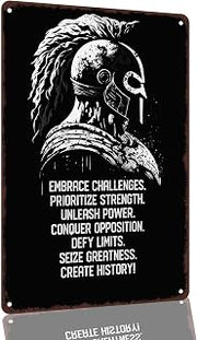 Spartan Warrior Motivational Quotes 8 x 12 Inch Aluminum Metal Sign