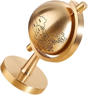 Kisangel Small Brass Globe Desktop Ornament Rotating Globe Decor for Home Office Classroom Compact Decorative Tabletop