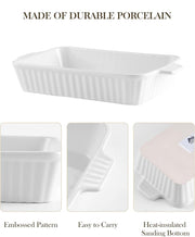 Malacasa Ceramic Casserole Set, 4 Rectangular Dishes, White