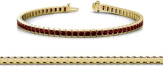 Red Garnet 2mm Channel Set Tennis Bracelet 2.98 ctw 14K Yellow Gold