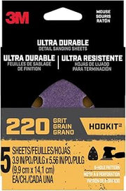 3M Ultra Durable Detail Sanding Sheets, 220 grit, 5/Pack