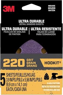 3M Ultra Durable Detail Sanding Sheets, 220 grit, 5/Pack