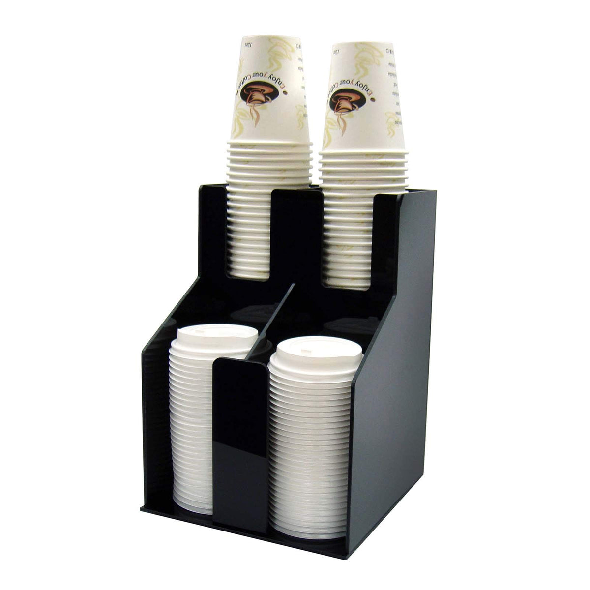 2 Tiers 2 Stacks Cup & Lid Organizer by Winco – 2 Tiers, Acrylonitrile Butadiene Styrene, Black, Model CLO-2D