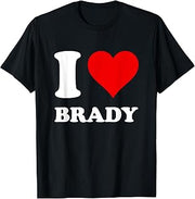 Red Heart I Love Brady T-Shirt