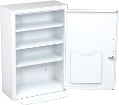 Global Industrial Steel Medicine Cabinet with Pull Out Shelf 18" W x 8" D x 27" H, White