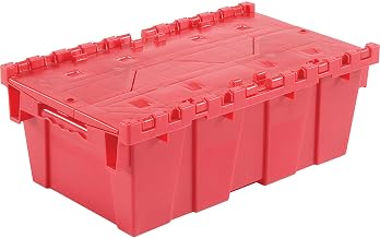 Global Industrial Distribution Container With Hinged Lid 19-5/8x11-7/8x7 Red