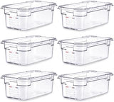 Araven Polycarbonate Food Storage Pan, GN 1/4, 6 Ct, Clear | 1/3 size food pan with in-mold label for restaurants, hotels, cafés and food preparation lines.