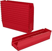 Akro-Mils 30128 Heavy Duty Plastic Shelf Bins, 18"x 4"x 4", Red, 12-Pack | Heavy Duty Nesting Storage Bins for Garage, Closet, Refrigerator, Kitchen, Cabinet, Drawer Organization, Pantry Organization