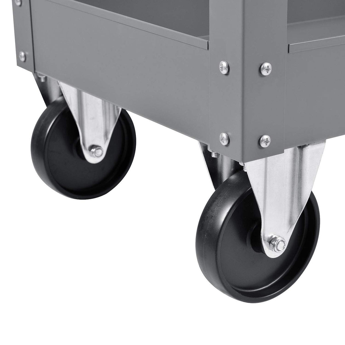2 Shelf Deep Tray Steel Stock Cart by Global Industrial – 3.5"L x 16"W x 32"H, 12-Gauge Steel, Gray, Model 988835