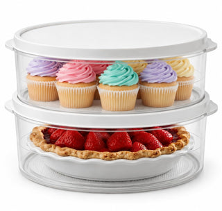 Evelots Cake And Pie Carrier Set, 11 Inch, Clear, 2 Pack