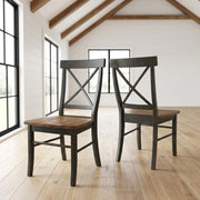 Hardwood X-Back Dining Chairs with Solid Wood Seat Set of by Furnifact – Wood, Hickory and Washed Coal, Pack of 2