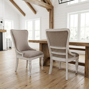 Upholstered Wingback Side Chair Set of by Starlight Canyon Home – Rubberwood Solids with White Oak and Birch Veneers, White, Pack of 2