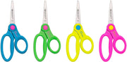 School Scissor Caddy and Kids Scissors by Westcott – Case of 4, Stainless,Stainless Steel,Steel, Yellow,blue,green,pink, Model 500-14755