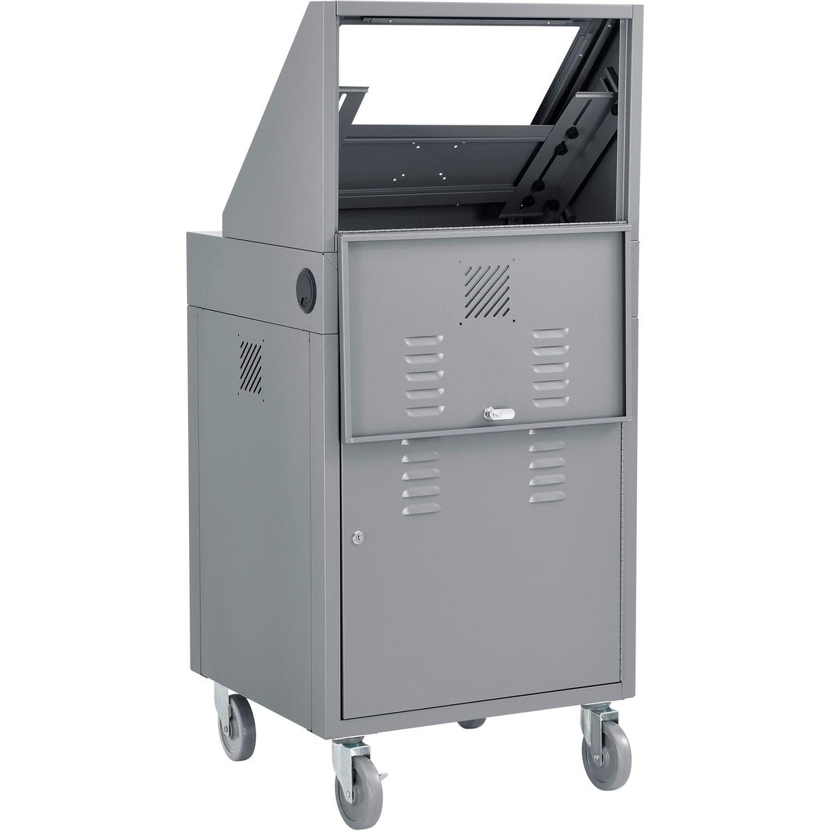 Mobile LCD Console Computer Cabinet for 21" Diagonal by Global Industrial – 24.5 inches x 55.5 inches x 22.5 inches, Alloy Steel, Grey, Model 273115GY