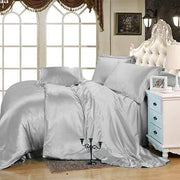 Luxury-4Pcs Bed Sheet Set-High Thread Count 100% Satin Sheets Silver King Sheets, Soft & Silky Bedsheet and Pillowcase, Smooth Bedding Set-Fits Mattress Upto 15" Deep Pocket