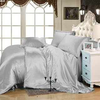 Luxury-4Pcs Bed Sheet Set-High Thread Count 100% Satin Sheets Silver King Sheets, Soft & Silky Bedsheet and Pillowcase, Smooth Bedding Set-Fits Mattress Upto 15" Deep Pocket