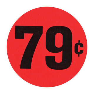 79¢ Labels Large Price Point Price Tag Labels Red with Black Imprint - 1 1/2"Dia 1000 Per Roll by HUBERT – 1.5 inch