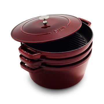 Cast Iron 4-pc Stackable Set - Grenadine by STAUB – 4-pc, 5.25 quarts, Cast Iron, Grenadine, Model 14552687