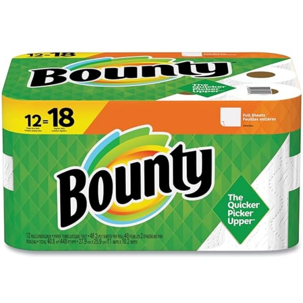 Bounty 1 / 48 Count (Pack of 12) / White Paper Towels