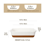 Malacasa Stoneware Baking Pan, 9x13 Inch Extra Large, Khaki White