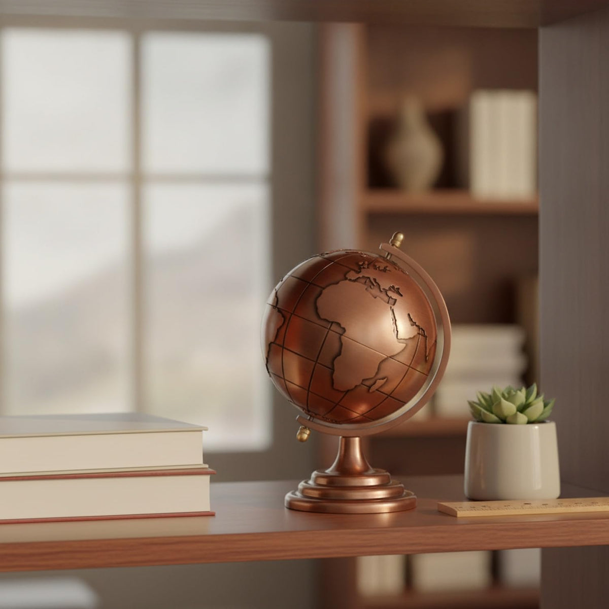 Globe Model by Generic – 3.15 x 3.15 x 4.72 in, Alloy, Red, Model Q2026P08L18M1910303E5WA3