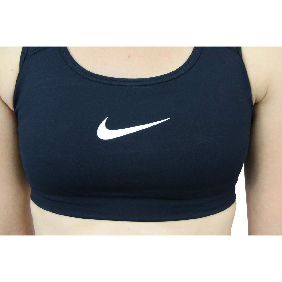 Women's Medium Support Swoosh Training Bra (Black by Nike – Medium, Polyester Blend, Black/White, Model 842398-010