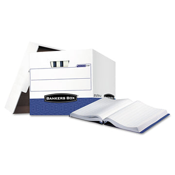 FEL00648 - Data-Pak Storage Box by Bankers Box – 12-3/4 x 12-1/2 x 16, Cardboard, White/Blue, Model 1484262