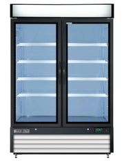 MXM2-48RHC, 54" Double Glass Door Merchandiser Refrigerator, Free Standing, 48 Cu. Ft., Stainless Steel by MAXX Cold – 54 inches, 48.0 cubic_feet, Stainless-Steel, Model DGMW48R