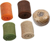 6cm Wide Rustic Linen-Like Decorative Ribbon 5pcs Set with 3 Meters Each Roll and 50m Twine for Wedding Party DIY Craft Wrapping and Festival Decoration