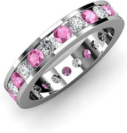 Pink Sapphire & Diamond Channel Set Eternity Band 2.78 ctw-3.28 ctw 14K White Gold