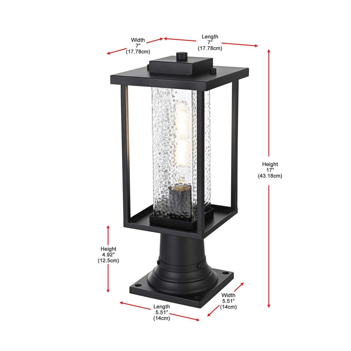 Philip 7" Outdoor Pendant in Black by Elegant Lighting – 7.00" x 17.00" x 7.00", Glass, Black, Model OD307P17BK