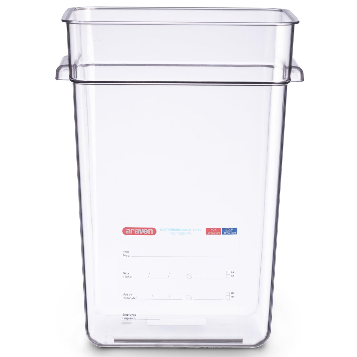 Polycarbonate Square Food Container by Araven – 4.09 cubic_feet, Polycarbonate (PC), Clear, Pack of 6, Model 91906
