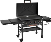 Original Portable Griddle with Built-in Hood, Black, 36 Inch | Blackstone® 2322 Powder Coated Steel, 4 Burner Propane Griddle, Extendable Side Shelf