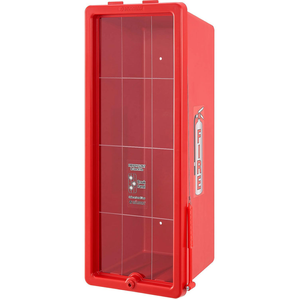 Plastic Fire Extinguisher Cabinet with Breakable Acrylic by Global Industrial – Polystyrene & Arcylic, Red, Model 641650