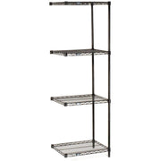 5 Tier Black EPOXY Wire Shelving ADD-ON Unit by Nexel – 5, Alloy Steel, Black, Model A21308B5