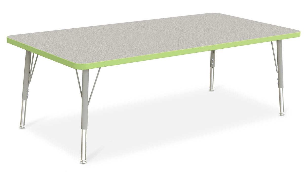 Berries Rectangle Activity Table - 30" X 60" by Jonti-Craft – 30" x 60", Wood, Freckled Gray/Key Lime/ Gray, Model 6408JCE130