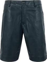 Men's Real Leather Shorts Pants Lambskin Leather Jeans Style Casual Gym Shorts 5891