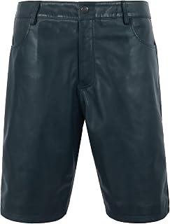 Men's Real Leather Shorts Pants Lambskin Leather Jeans Style Casual Gym Shorts 5891