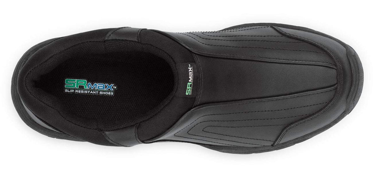 Womens Black Charlotte MaxTrax Soft Toe SRO Slip-On Athletic 7.0 M by SR Max – 7, Leather, Black, Model SRM140