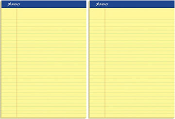 TOP20220 20220 Perforated Writing Pad by Ampad – 8 1/2" x 11 3/4" (Pack of 2), Cardstock Paper, Canary, Pack of 2, Model 20-220