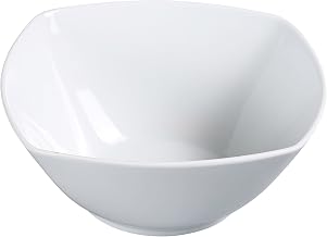 Yanco ML-409 9.5" Square Salad Bowl, 64 oz Capacity, Porcelain, Super White Color, Pack of 24