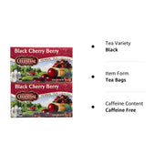 Celestial Seasonings Black Cherry Berry / 20 Count (Pack of 2) / 2 Tea Samplers