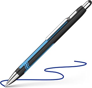 Schneider Epsilon 73861 Retractable Ballpoint Pen (Line Width XB, Ink Colour: Blue, Indelible Refill) Black/Cyan
