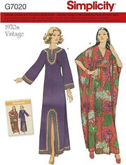 Simplicity Pattern 7020.A Caftan Vintage, White, 38-48 (X to L)