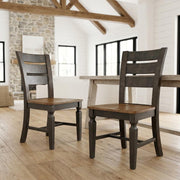 Solid Wood Ladderback Dining Chairs Set of by Furnifact – Wood, Hickory and Washed Coal, Pack of 2